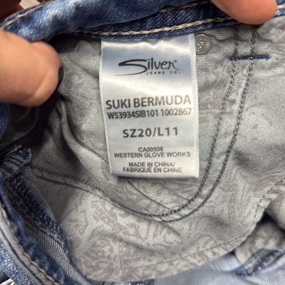 🏴 Silver jeans Casual Blue Denim Bermuda Shorts size 20 - Picture 5 of 7